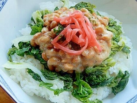 ３分！？+白菜の糠漬け❤ヘルシー納豆ご飯♪